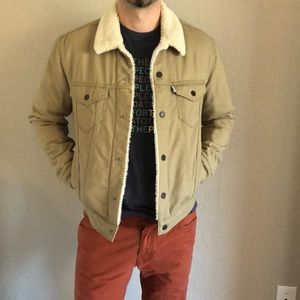 Levi's Tan Sherpa-Lined Trucker Jacket